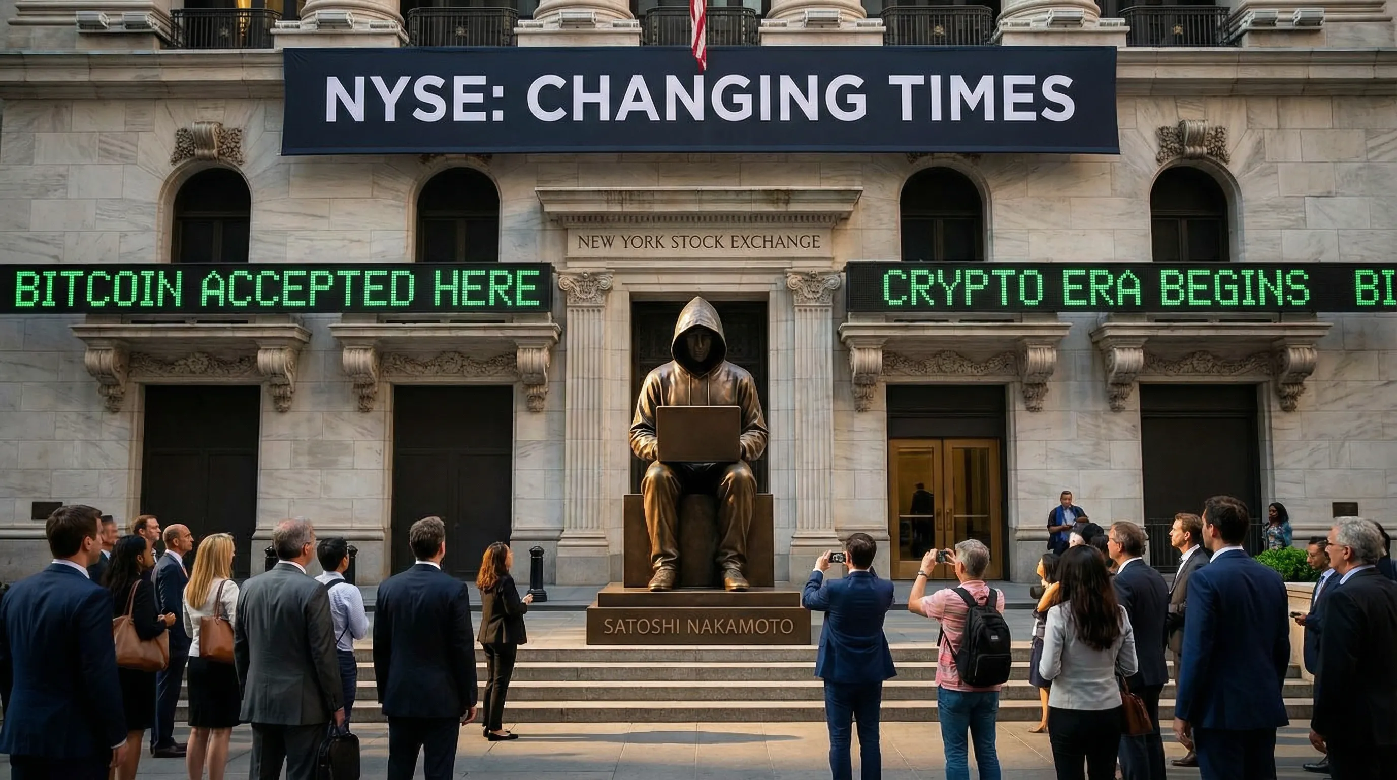 Satoshi Nakamoto Statue Unveiled at NYSE, Signaling a New Era in Finance